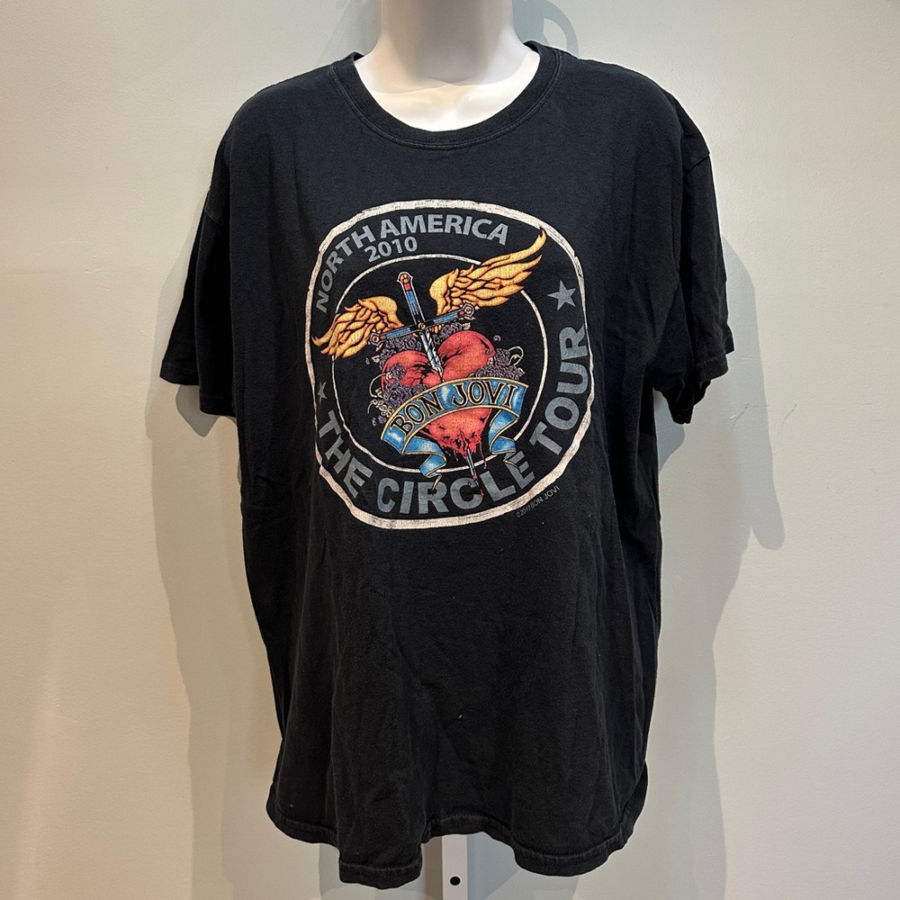 Bon Jovi Black 'The Circle Tour' T-Shirt North American Concert Tour 2010 Large